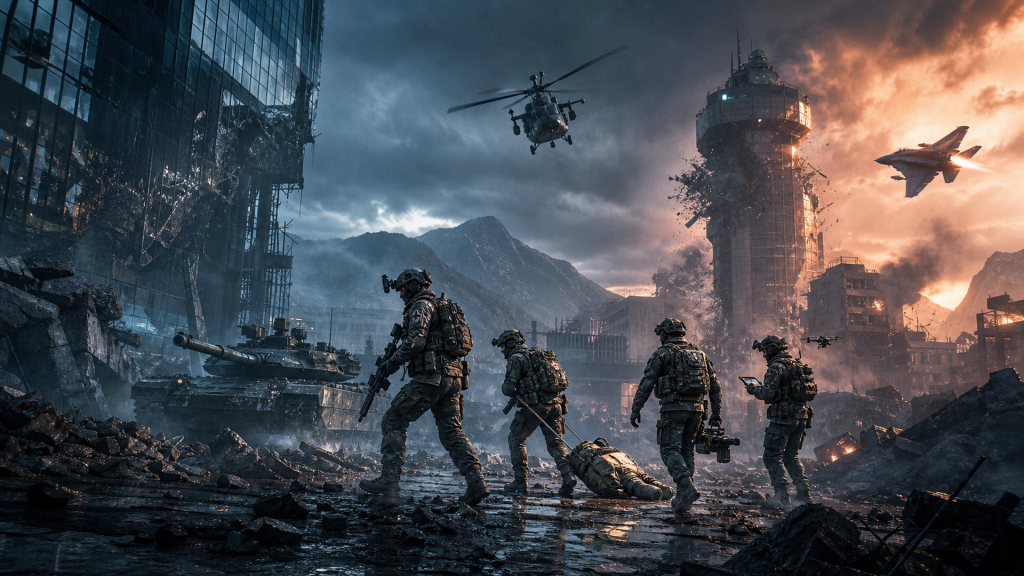 Battlefield 6 magyarítás – katonai egység egy romba dőlt városban