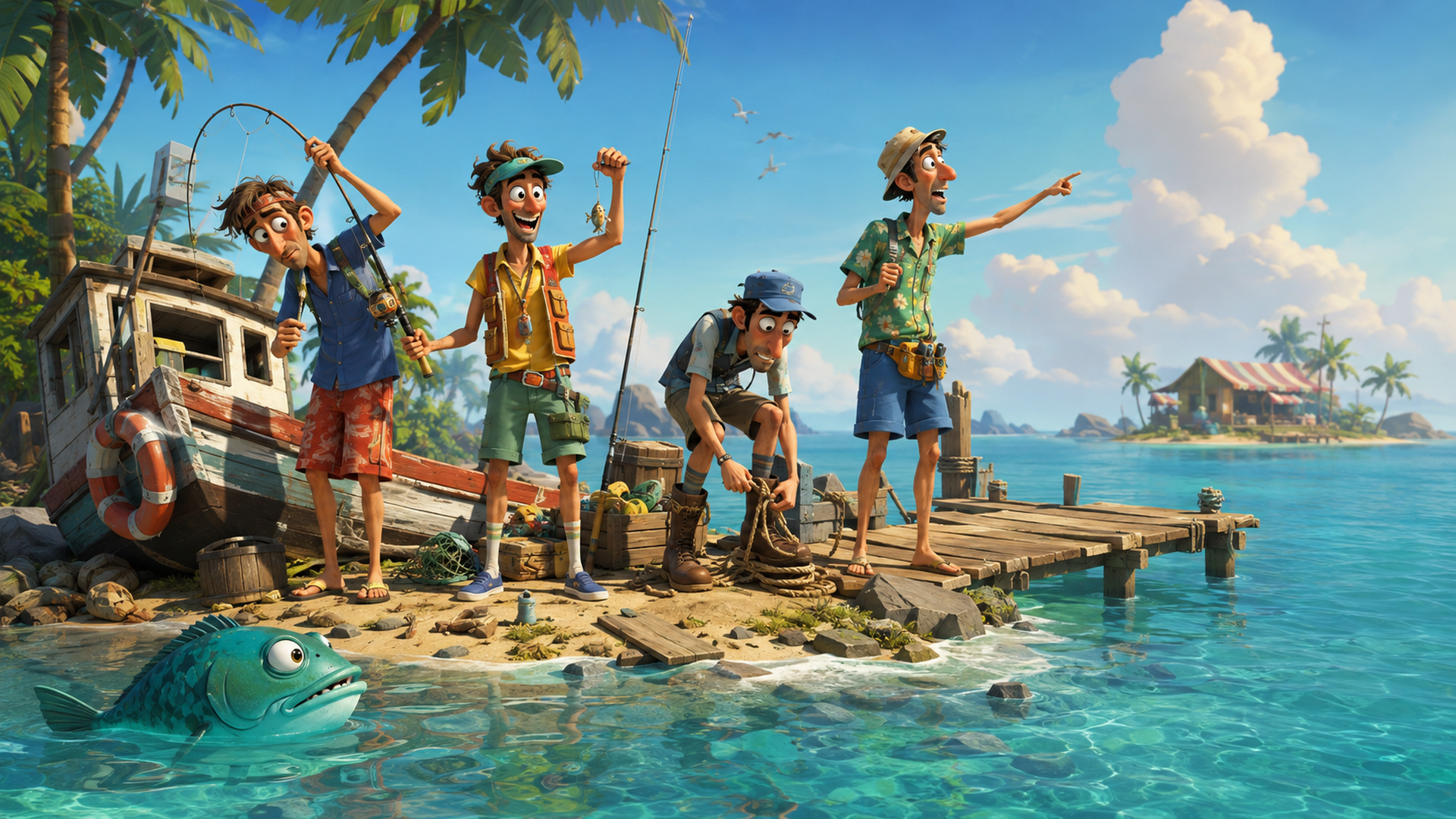 How to Fish – horgászcsapat a trópusi sziget kikötőjében
