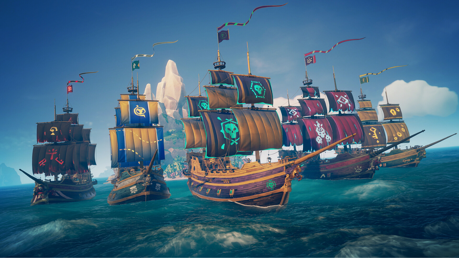 Sea of Thieves hajóflottája a nyílt tengeren